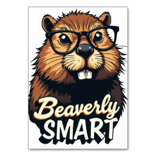 Tarjeta De Mesa Beaverly Smart - Gráfica divertida de castores con