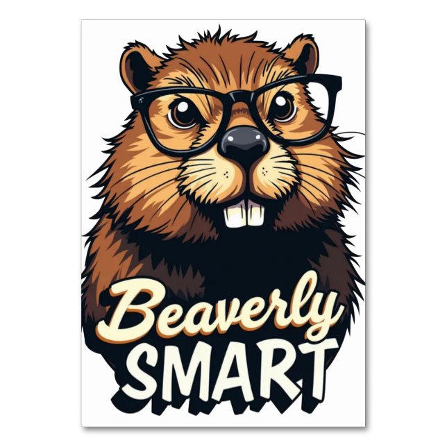 Tarjeta De Mesa Beaverly Smart - Gráfica divertida de castores con (Anverso)