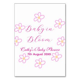 Tarjeta De Mesa Bebé en flor rosa ducha bebé simple elegancia