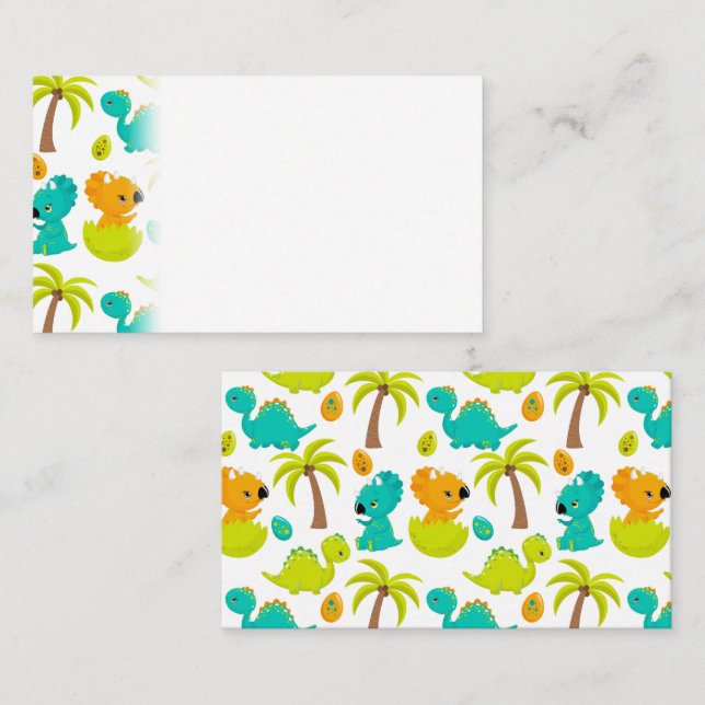 Tarjeta De Mesa Bebé lindo Dinosaurio Triceratops Dino Huevos Palm (Anverso / Reverso)