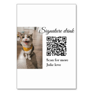 Tarjeta De Mesa Beber firma exploración código QR agregar nombre d