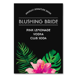 Tarjeta De Mesa Bebida con firma de Hibiscus rosa