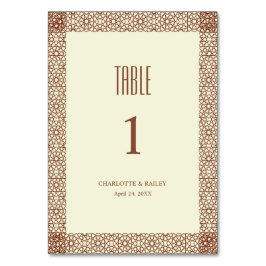 Tarjeta De Mesa Beige Brown Rústico Islámico Geométrico Frontera Ú