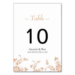 Tarjeta de mesa beige floral número