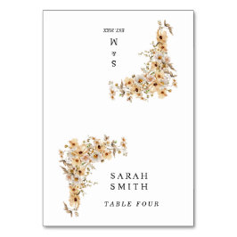 Tarjeta De Mesa Beige Wild Flowers Wedding Table Place Card