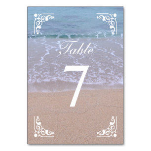 Tarjeta De Mesa Bella Mesa Temática De Playa Números Dos Partes