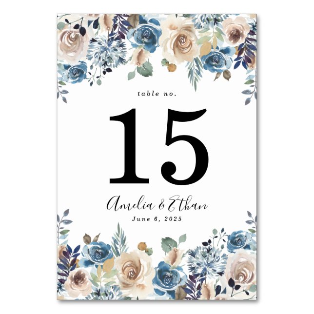 Tarjeta De Mesa Belleza en Flor | Boda (Anverso)