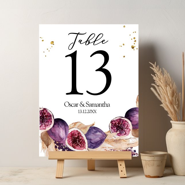 Tarjeta De Mesa Belleza moderna higos púrpura y pampas y gotas de  (Subido por el creador)
