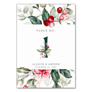 Tarjeta De Mesa Berry de invierno # 1 Número de tabla