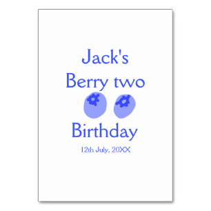 Tarjeta De Mesa Berry dos cumpleaños azul berry agregar nombre fec
