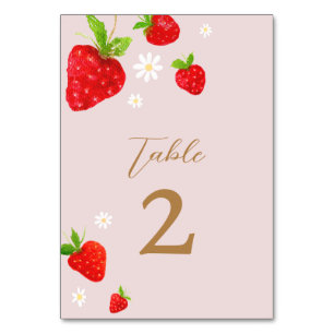 Tarjeta De Mesa Berry First First Strawberry Birthday