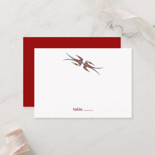 Tarjeta De Mesa Besándose golondrinas y Boda de flores de primaver (Anverso/Reverso In Situ)
