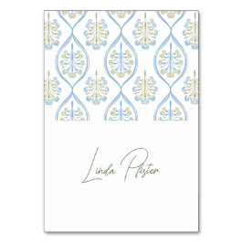 Tarjeta De Mesa Bespoke azul y verde floral boda