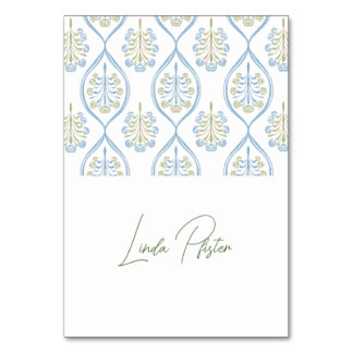 Tarjeta De Mesa Bespoke azul y verde floral boda