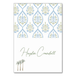Tarjeta De Mesa Bespoke Blue and Green Wedding Palm Tree