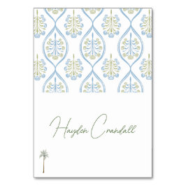 Tarjeta De Mesa Bespoke Blue and Green Wedding Palm Tree