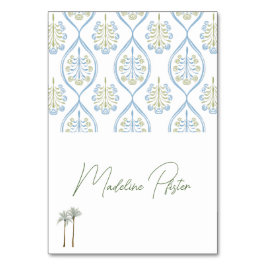 Tarjeta De Mesa Bespoke Blue and Green Wedding Palm Tree Table Num