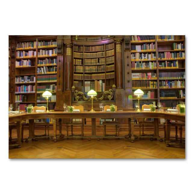 Tarjeta De Mesa Biblioteca Histórica Anticuada (Anverso)