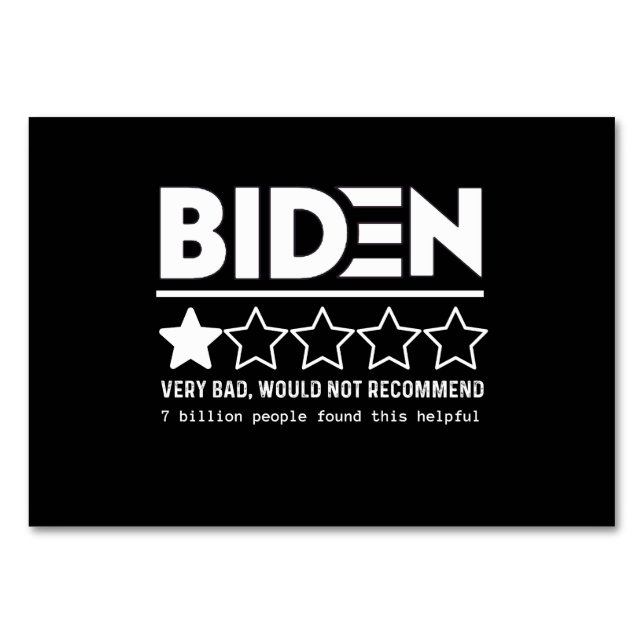 Tarjeta De Mesa Biden Muy Mal No Recomendaría Camiseta (Anverso)