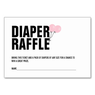 Tarjeta De Mesa Billete de baraja de Baby Shower con globo rosa