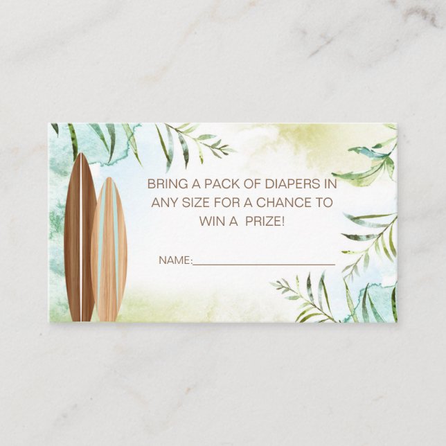Tarjeta De Mesa Billete de pañal con tablas de surf (Anverso)