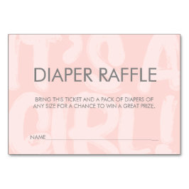 Tarjeta De Mesa Billete rosado Baby Shower Diaper Raffle