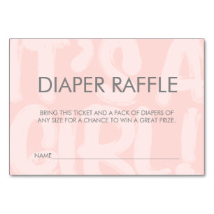 Tarjeta De Mesa Billete rosado Baby Shower Diaper Raffle
