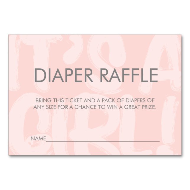 Tarjeta De Mesa Billete rosado Baby Shower Diaper Raffle (Anverso)