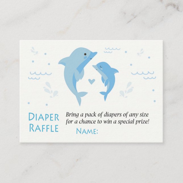 Tarjeta De Mesa Billetes de Dolphin Diaper Raffle (Anverso)