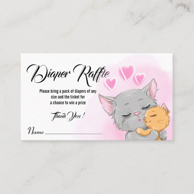 Tarjeta De Mesa Billetes rosados de Baby Shower, juego Cat Diaper  (Anverso)