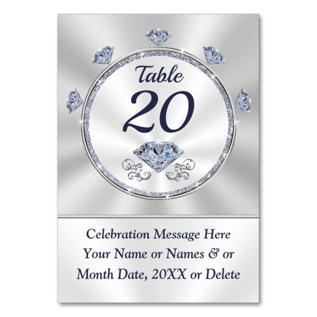 Tarjeta De Mesa Birthday, Anniversary, Wedding Table Number Cards (Anverso)