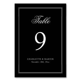 Tarjeta De Mesa Black and White Script Wedding