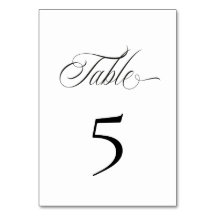 Black and White Table Number Card