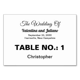 Tarjeta De Mesa Black and White Typography Wedding Table Number