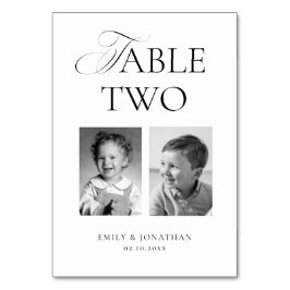 Tarjeta De Mesa Black and White Wedding Photo 