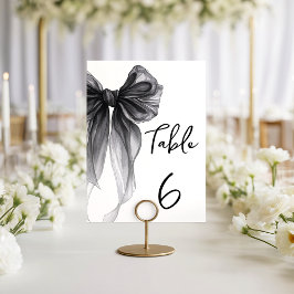Tarjeta De Mesa Black Bow Coquette Themed Wedding Table Number