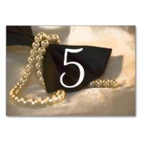 Black Bow Tie White Pearls Bodas Números de tabla