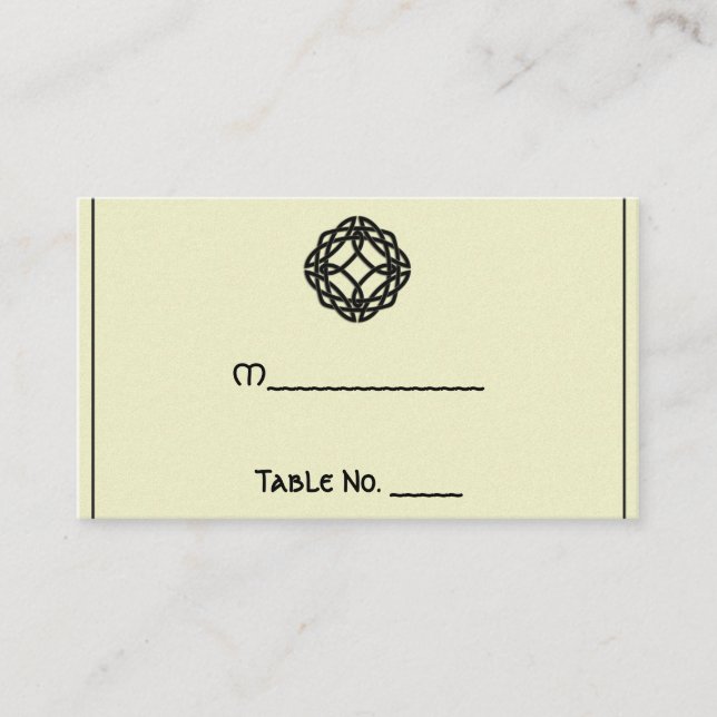Tarjeta De Mesa Black Celtic Eternity Knot Boda Place Cards (Anverso)