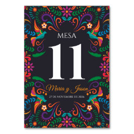 Tarjeta De Mesa Black Colorful Floral Nuestra Boda Spanish Wedding