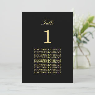 Tarjeta de mesa Black Golden Beige Guest Names