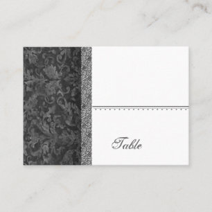 Tarjeta De Mesa Black Grunge Damask Place Card - Fiesta de bodas