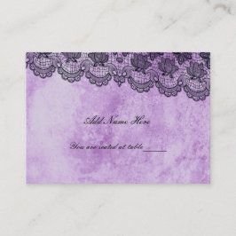 Tarjeta De Mesa Black Lace Purple Gothic Boda Table Place Card