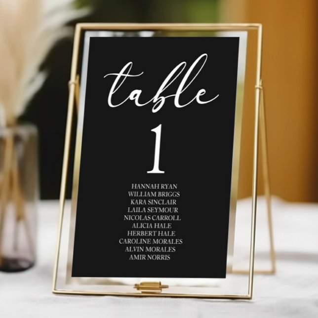 Tarjeta De Mesa Black Minimalist Elegant Classic Basic Wedding (Subido por el creador)