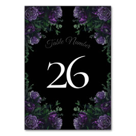 Tarjeta De Mesa Black Purple Floral Elegant Wedding Gótico