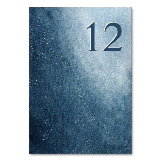 Tarjeta De Mesa Black Sky Stars Navy Blue White (Anverso)