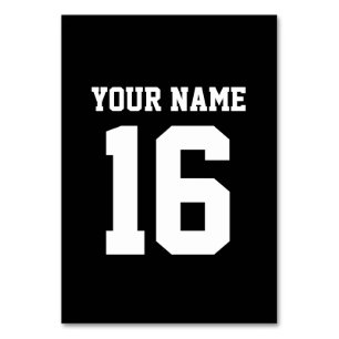 Tarjeta De Mesa Black Sporty Team Jersey