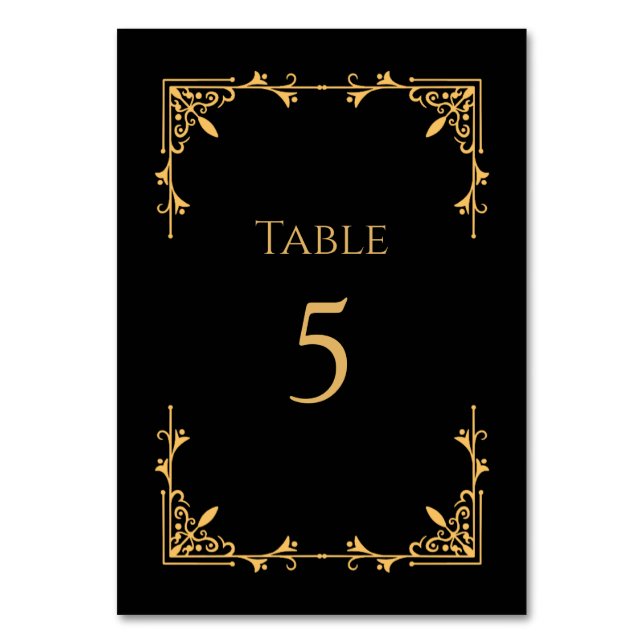 Tarjeta De Mesa Black Tie Royal Regency Wedding Table Number (Anverso)