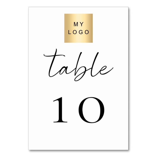 Tarjeta De Mesa Black white business logo table number (Anverso)