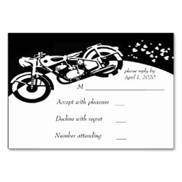 Tarjeta De Mesa Black White Motorcycle Wedding RSVP
