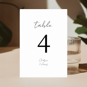 Tarjeta De Mesa Blanca Boda Minimalista de B&W de moda